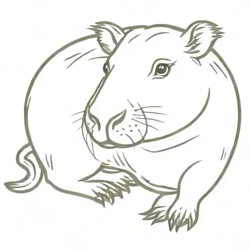 capybara drinking wine  tattoo design idea