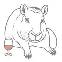 capybara drinking wine  tattoo design idea