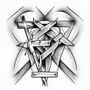 Alcoholics Anonymous , cross and a heart in music lines tattoo design idea