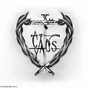 Alcoholics Anonymous , cross and a heart in music lines tattoo design idea