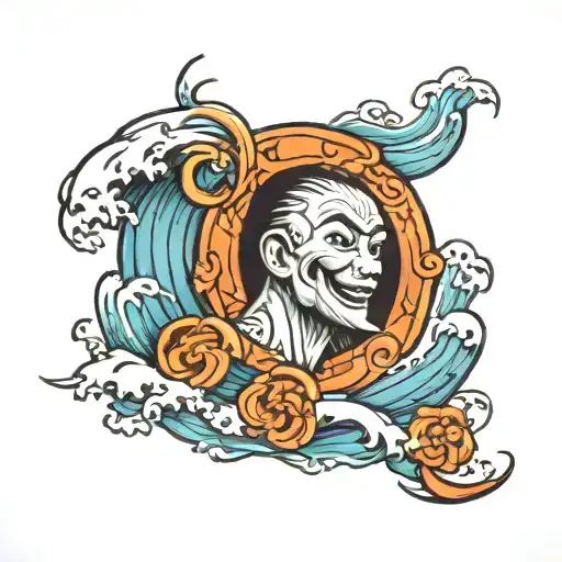 Shaka in a wave tattoo design idea