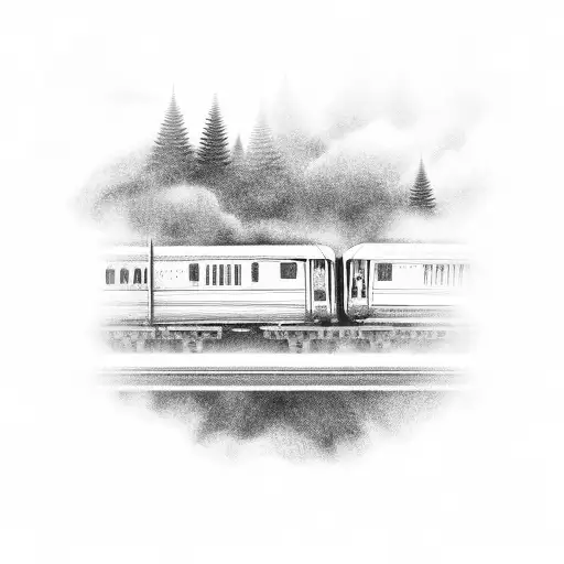 A train traveling through the scenic landscapes of Kerala to Delhi, capturing the beauty of the journey tattoo design idea