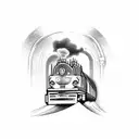 A train traveling through the scenic landscapes of Kerala to Delhi, capturing the beauty of the journey tattoo design idea