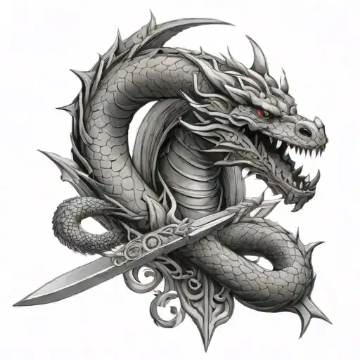 Snake sword themis with dragon tattoo design idea