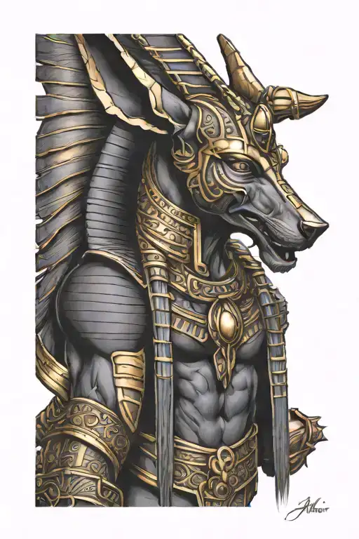 Anubis egypcian god tattoo design idea