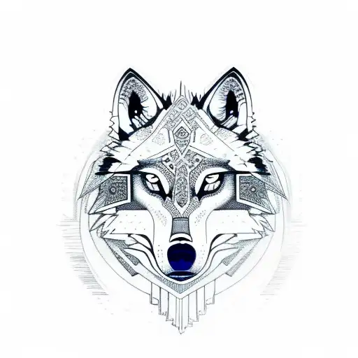 tribal wolves tattoo design idea
