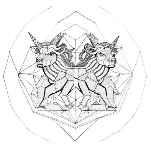  gemini and taurus zodiac sign combined tattoo design idea