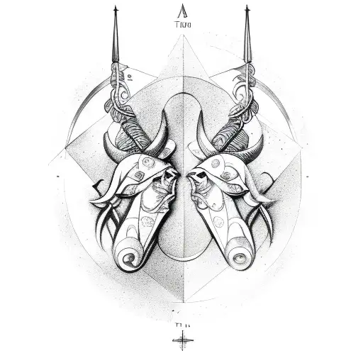  gemini and taurus zodiac sign combined tattoo design idea