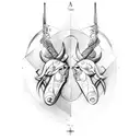  gemini and taurus zodiac sign combined tattoo design idea
