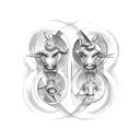  gemini and taurus zodiac sign combined tattoo design idea