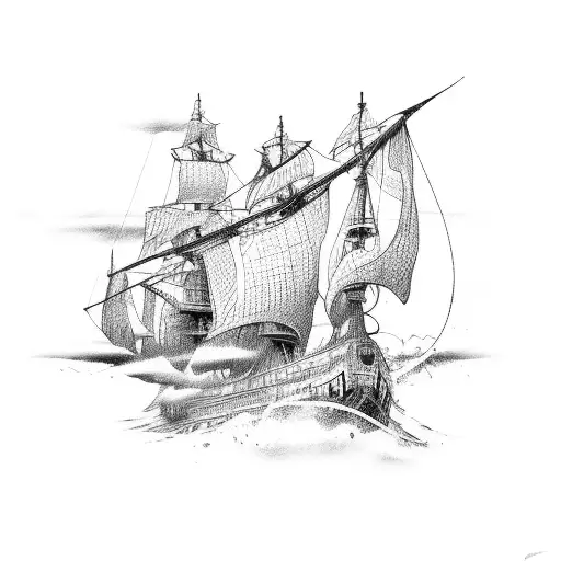 old ironclad in the sea  tattoo design idea