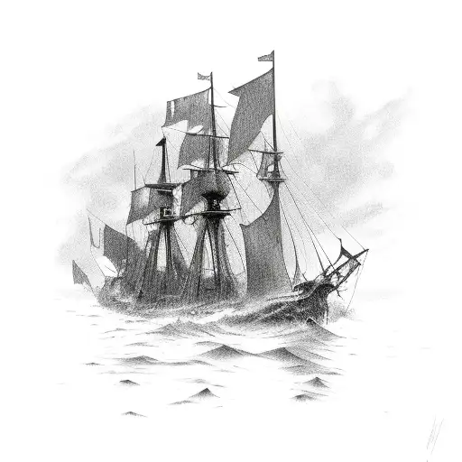 old ironclad in the sea  tattoo design idea