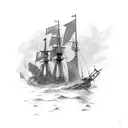 old ironclad in the sea  tattoo design idea