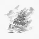 old ironclad in the sea  tattoo design idea