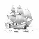 old ironclad in the sea  tattoo design idea