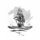 old ironclad in the sea  tattoo design idea