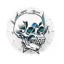 Clock kid skull  tattoo design idea