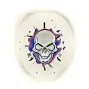 Clock kid skull  tattoo design idea