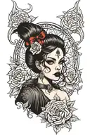 gothic pinup woman    tattoo design idea