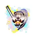 HoneyBadger in Mjolnir thor and rune symbol tattoo design idea