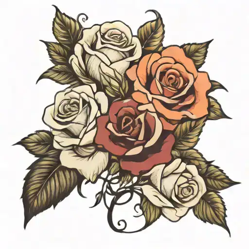 black dove holdings white roses  tattoo design idea