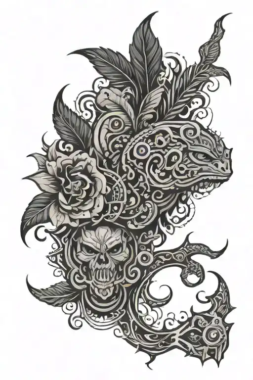 traditional aboriginal art mixed with a gothic dark style  tattoo design idea