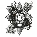 jesus cross lion strong tattoo design idea