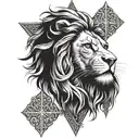 jesus cross lion strong tattoo design idea