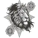 jesus cross lion strong tattoo design idea