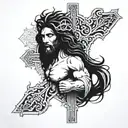 jesus cross lion strong tattoo design idea