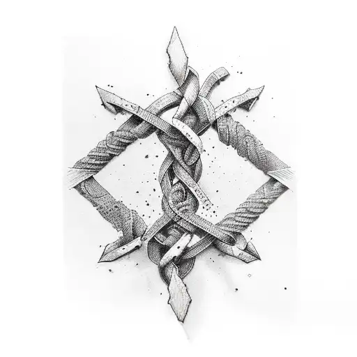 Intertwined images of scary elements and feminist symbols tattoo design idea