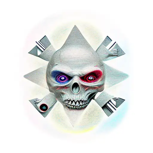 Intertwined images of scary elements and feminist symbols tattoo design idea