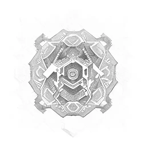 Revolutionary symbol infused with suminagashi patterns tattoo design idea