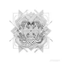 Psychological concept portrayed through suminagashi patterns tattoo design idea