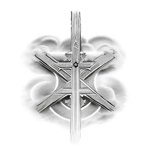 church with other catholic symbols to symbolize heaven  tattoo design idea