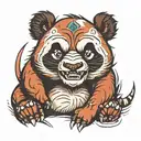 angry panda with cat tattoo design idea