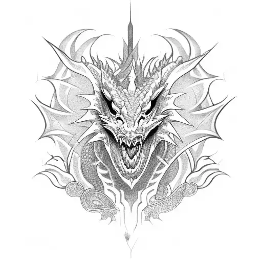 a dragon with 3 heads  tattoo design idea