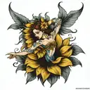 sunflower dancer tattoo design idea