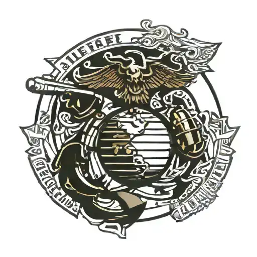 us marine with motto, two victory units 2 7 and 1 5 , CIB mottos all incorporated and a 240 bravo  tattoo design idea