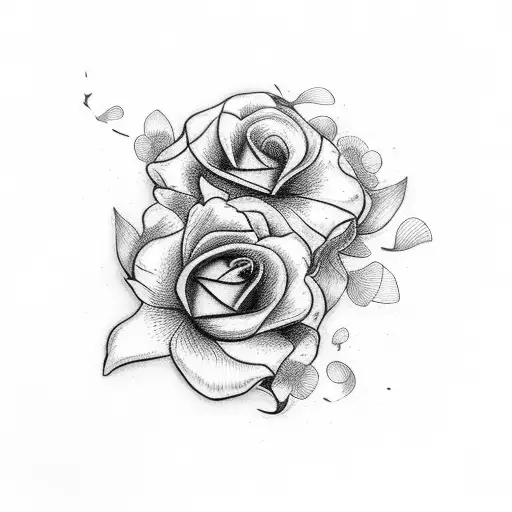 a kiss, a flower, a suitcase tattoo design idea