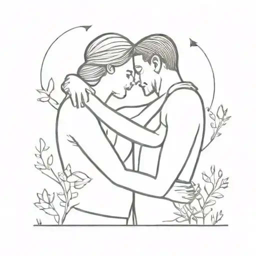 Husband and wife hug tattoo design idea