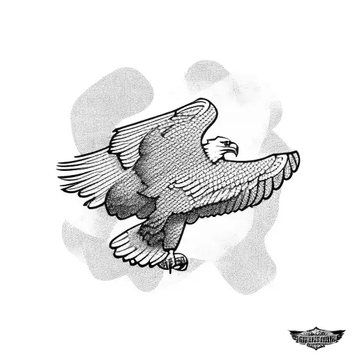 Blackwork "An Eagle Soaring Above A Boxing Ring" Tattoo Idea BlackInk AI