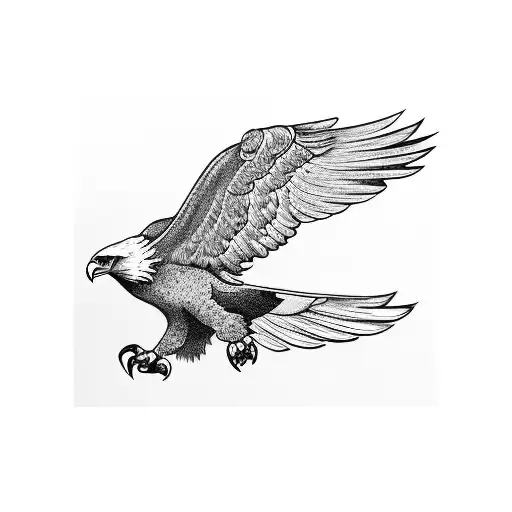 Blackwork "An Eagle Soaring Above A Boxing Ring" Tattoo Idea BlackInk AI