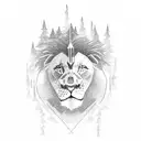 dark path which represents a hard time in life, leading into a brighter path and finishing with a lion on a mountain top tattoo design idea