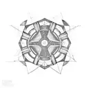 Gun parts arranged in a geometric diagram tattoo design idea
