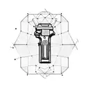 Gun parts arranged in a geometric diagram tattoo design idea