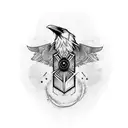 Raven and wolf runes tattoo design idea