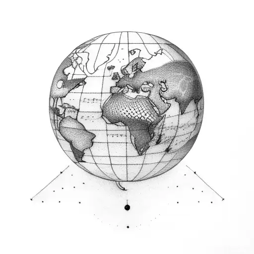 globe and airplane tattoo design idea