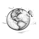 simple globe and orbiting airplane tattoo design idea