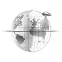 simple globe and orbiting airplane tattoo design idea